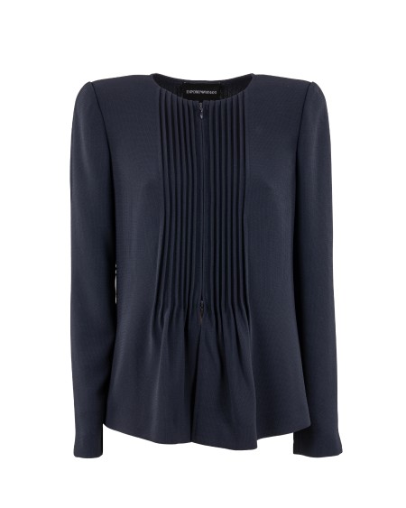 Shop EMPORIO ARMANI  Giacca: Emporio Armani giacca in tessuto armaturato fluido con plisse.
Tessuto: 97% poliestere, 3% elastan.
Tessuto armaturato fluido.
Girocollo.
Chiusura con zip.
Maniche lunghe.
Plissè frontale.
Capo sfoderato.
Fabbricato in Cina.. EW000850 AF12514-UB115